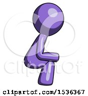 Poster, Art Print Of Purple Design Mascot Man Squatting Facing Right