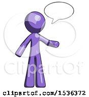 Poster, Art Print Of Purple Design Mascot Man With Word Bubble Talking Chat Icon