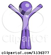 Poster, Art Print Of Purple Design Mascot Man With Arms Out Joyfully