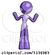 Purple Design Mascot Woman Shrugging Confused by Leo Blanchette