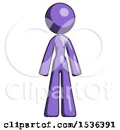 Purple Design Mascot Woman Standing Facing Forward