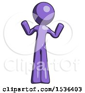 Purple Design Mascot Man Shrugging Confused