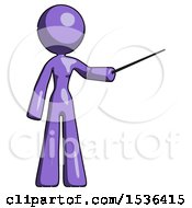 Poster, Art Print Of Purple Design Mascot Woman Teacher Or Conductor With Stick Or Baton Directing