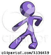 Purple Design Mascot Woman Karate Defense Pose Left