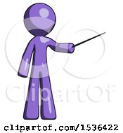 Poster, Art Print Of Purple Design Mascot Man Teacher Or Conductor With Stick Or Baton Directing