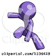 Poster, Art Print Of Purple Design Mascot Man Action Hero Jump Pose