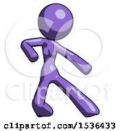 Poster, Art Print Of Purple Design Mascot Woman Karate Defense Pose Right