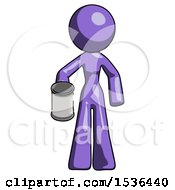 Poster, Art Print Of Purple Design Mascot Woman Begger Holding Can Begging Or Asking For Charity