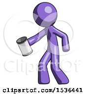 Poster, Art Print Of Purple Design Mascot Man Begger Holding Can Begging Or Asking For Charity Facing Left