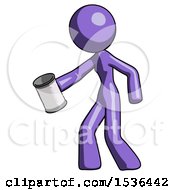 Poster, Art Print Of Purple Design Mascot Woman Begger Holding Can Begging Or Asking For Charity Facing Left