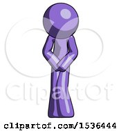 Purple Design Mascot Bending Over Hurt Or Nautious
