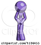 Purple Design Mascot Female Bending Over Sick Or In Pain