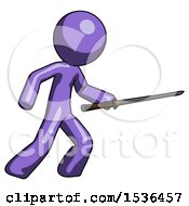 Poster, Art Print Of Purple Design Mascot Man Stabbing With Ninja Sword Katana