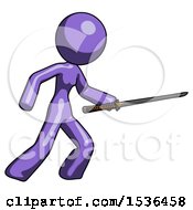 Poster, Art Print Of Purple Design Mascot Woman Stabbing With Ninja Sword Katana