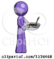 Poster, Art Print Of Purple Design Mascot Man Holding Noodles Offering To Viewer