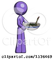 Poster, Art Print Of Purple Design Mascot Woman Holding Noodles Offering To Viewer