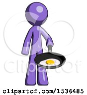 Poster, Art Print Of Purple Design Mascot Man Frying Egg In Pan Or Wok