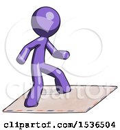 Poster, Art Print Of Purple Design Mascot Man On Postage Envelope Surfing
