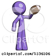 Poster, Art Print Of Purple Design Mascot Man Holding Football Up