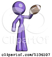 Poster, Art Print Of Purple Design Mascot Woman Holding Football Up