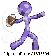 Poster, Art Print Of Purple Design Mascot Woman Throwing Football