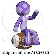 Poster, Art Print Of Purple Design Mascot Man Sitting On Giant Football