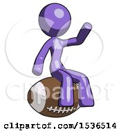 Poster, Art Print Of Purple Design Mascot Woman Sitting On Giant Football