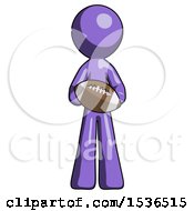 Purple Design Mascot Man Giving Football To You