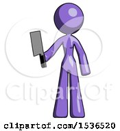 Poster, Art Print Of Purple Design Mascot Woman Holding Meat Cleaver