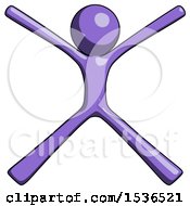 Purple Design Mascot Man With Arms And Legs Stretched Out