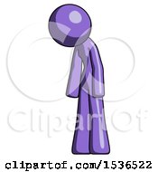 Poster, Art Print Of Purple Design Mascot Woman Depressed With Head Down Turned Left