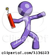 Poster, Art Print Of Purple Design Mascot Man Throwing Dynamite