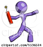 Poster, Art Print Of Purple Design Mascot Woman Throwing Dynamite