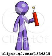 Poster, Art Print Of Purple Design Mascot Man Holding Dynamite With Fuse Lit