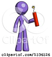 Poster, Art Print Of Purple Design Mascot Woman Holding Dynamite With Fuse Lit