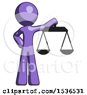 Poster, Art Print Of Purple Design Mascot Man Holding Scales Of Justice