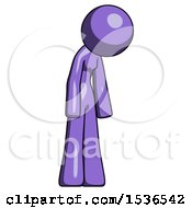 Poster, Art Print Of Purple Design Mascot Woman Depressed With Head Down Turned Right