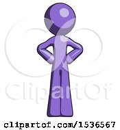 Purple Design Mascot Man Hands On Hips