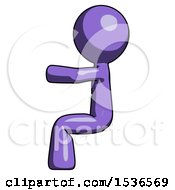Purple Design Mascot Man Sitting Or Driving Position