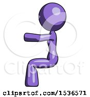 Purple Design Mascot Woman In Sitting Or Driving Position