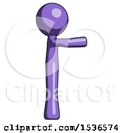 Purple Design Mascot Man Pointing Right
