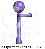 Purple Design Mascot Woman Pointing Right