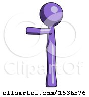 Purple Design Mascot Man Pointing Left