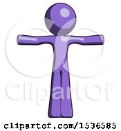 Poster, Art Print Of Purple Design Mascot Man T-Pose Arms Up Standing