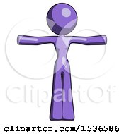 Purple Design Mascot Woman T Pose Arms Up Standing