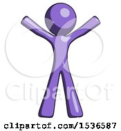 Poster, Art Print Of Purple Design Mascot Man Surprise Pose Arms And Legs Out