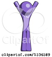 Purple Design Mascot Man Hands Up