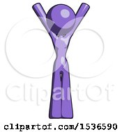 Purple Design Mascot Woman Hands Up