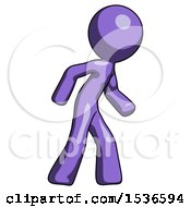 Purple Design Mascot Man Suspense Action Pose Facing Right