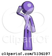 Purple Design Mascot Woman Soldier Salute Pose